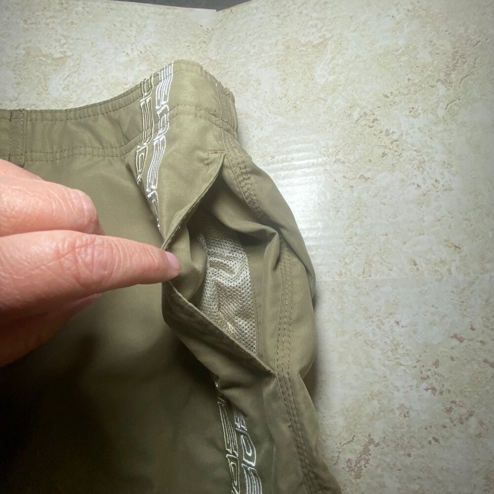 Mens Olive Cargo Swim‎ Shorts With Drawstring Pocket Beach Pool Vacation - Picture 5 of 9